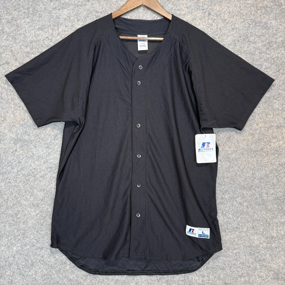 Vintage Russell Athletic Baseball Jersey Mens Large Solid Curved Hem Y2K Blank